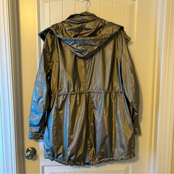 Noize 1X Lyra Plus Mid Length Raincoat XL Gunmetal Metallic Silver Coral Lining - Picture 10 of 12